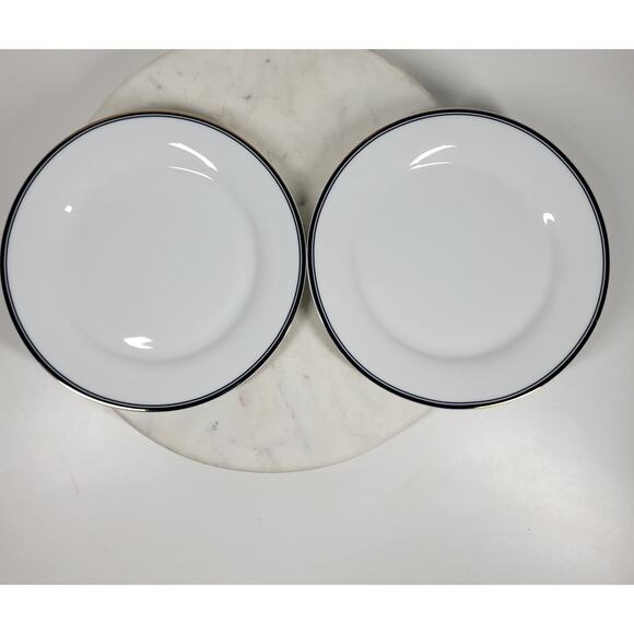 Williams Sonoma Open Kitchen Salad Plate 9" Gold Trim Porcelain 2-Pc Dinnerware - Picture 13 of 15